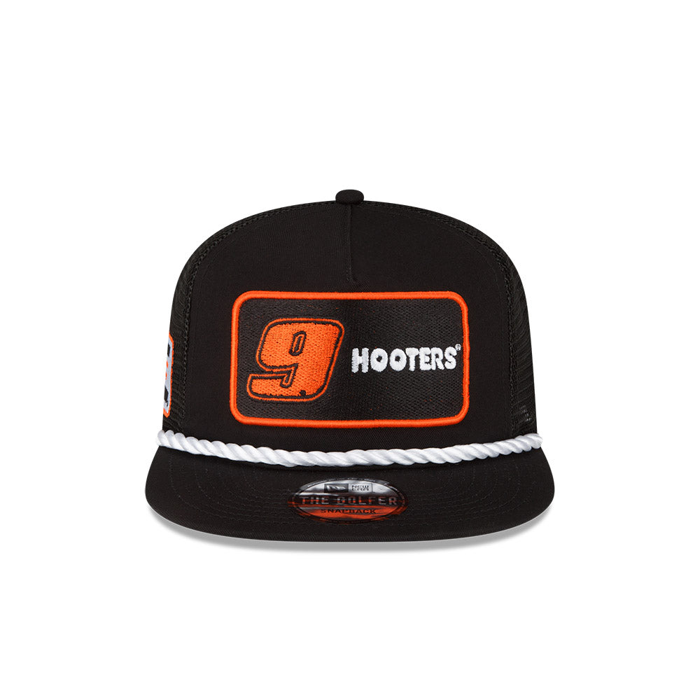 9 BLACK HOOTERS NEW ERA GOLFER TRUCKER HAT