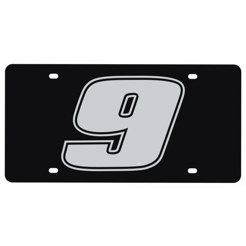 DELUXE BLACK & SILVER 9 LICENSE PLATE